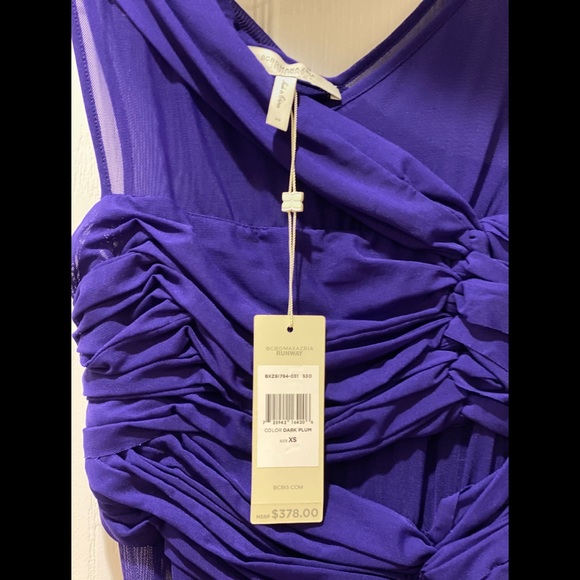 BCBG Runway Shirred Purple Dress XS NWT - Picture 4 of 4